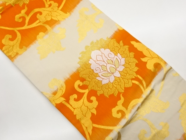 JAPANESE NAGOYA OBI / WOVEN FLOWER ARABESQUE